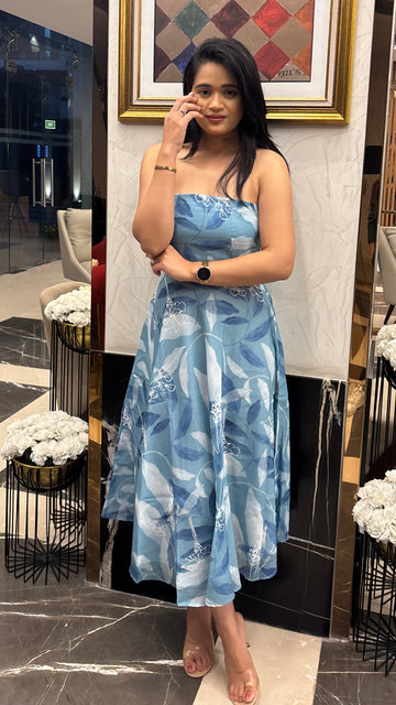 Ocean Whisper Midi Dress- Blue